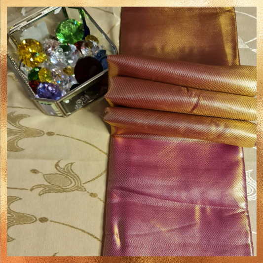 Bridal Kanjivaram Saree in Gold Body with Rani Pink Zari 