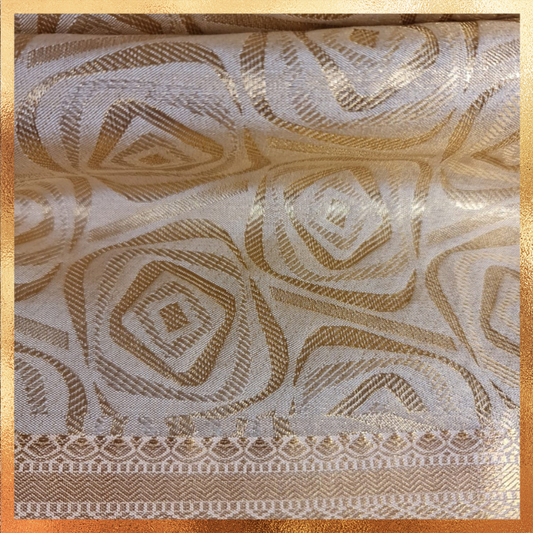 Bridal Kanjivaram Saree in Gold Body with Rose Jacquard Weave 