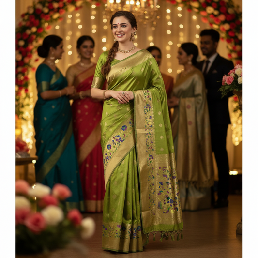 PAITHANI SILK (TSM PT015) - Lime Green