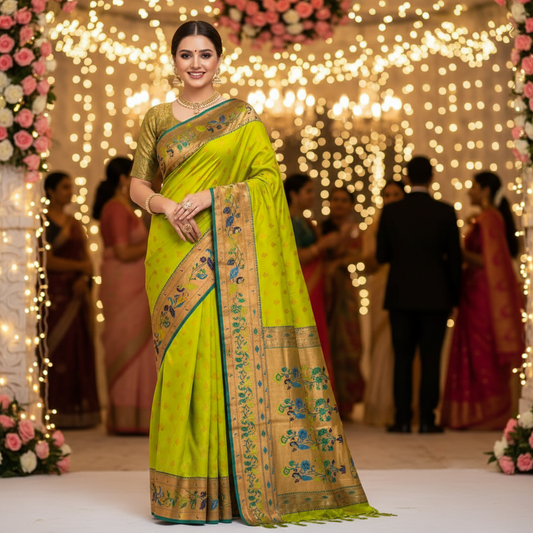 PAITHANI SILK (TSM PT002) - Lime Green