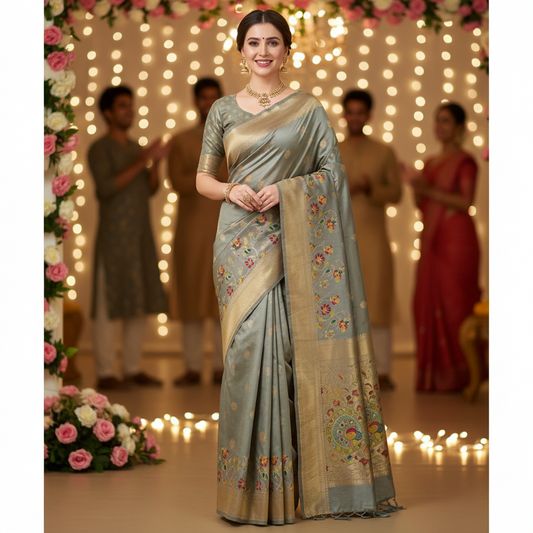 PAITHANI SILK (TSM PT017) - Mauve Grey