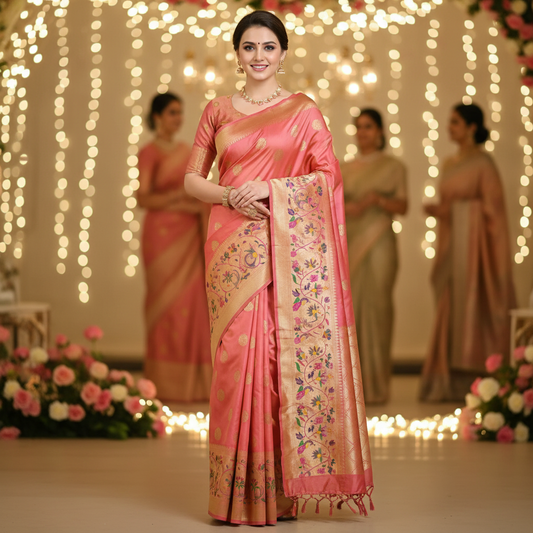 PAITHANI SILK (TSM PT016) - Peach