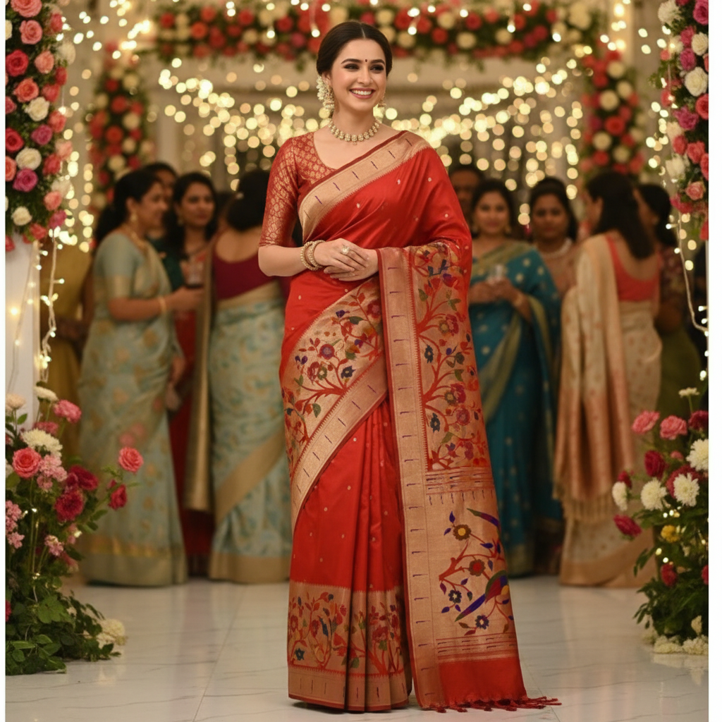 PAITHANI SILK (TSM PT BigBDR012) - Red