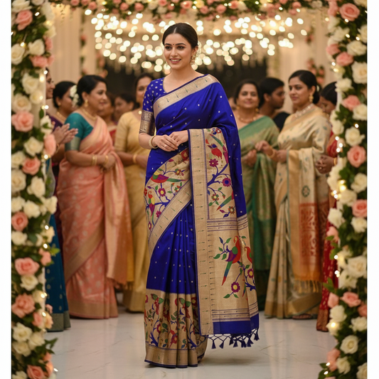 PAITHANI SILK (TSM PT BigBDR008) - Royal Blue