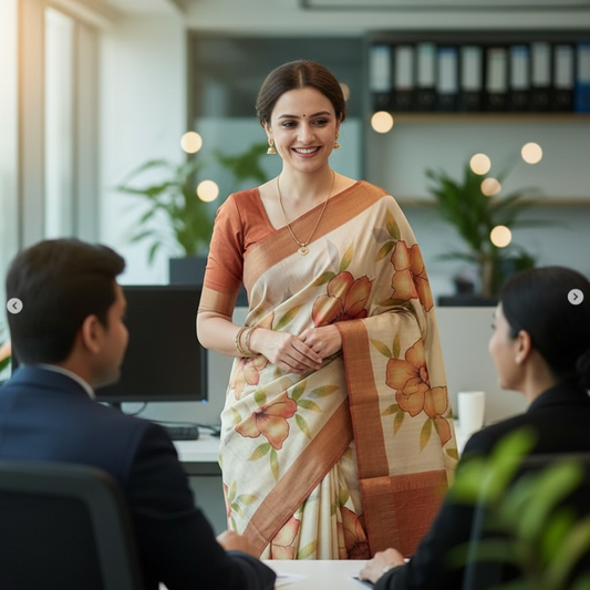 Kosa Silk (TSM KSD002) : Large Floral Rust Blossom