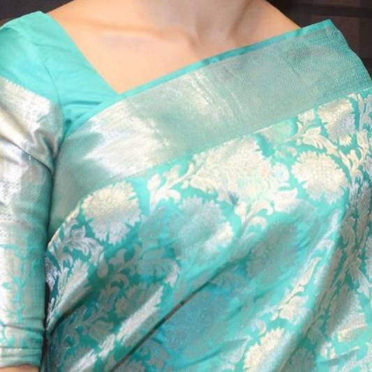 Soft Silk (TSM SS004) : Light Blue Silver Jacquard