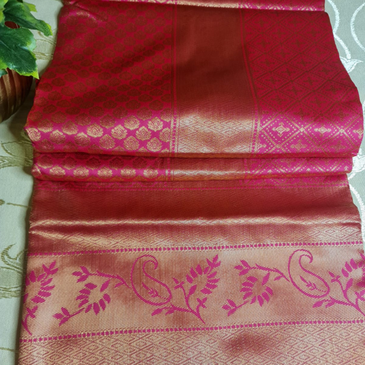 Soft Silk (TSM SS005) : Rose Pink Golden Jacquard