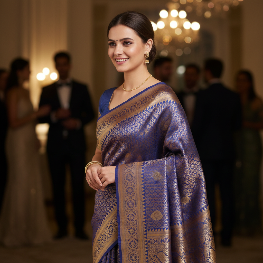 Soft Silk (TSM SS006) : Royal Blue Jacquard