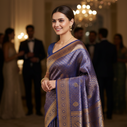 Soft Silk (TSM SS006) : Royal Blue Jacquard