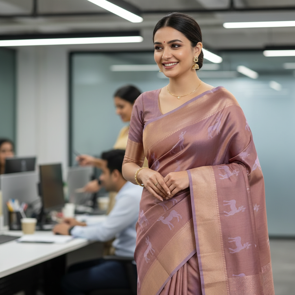 Soft Silk (TSM SS009) : Lavendar Mauve Copper Jacquard