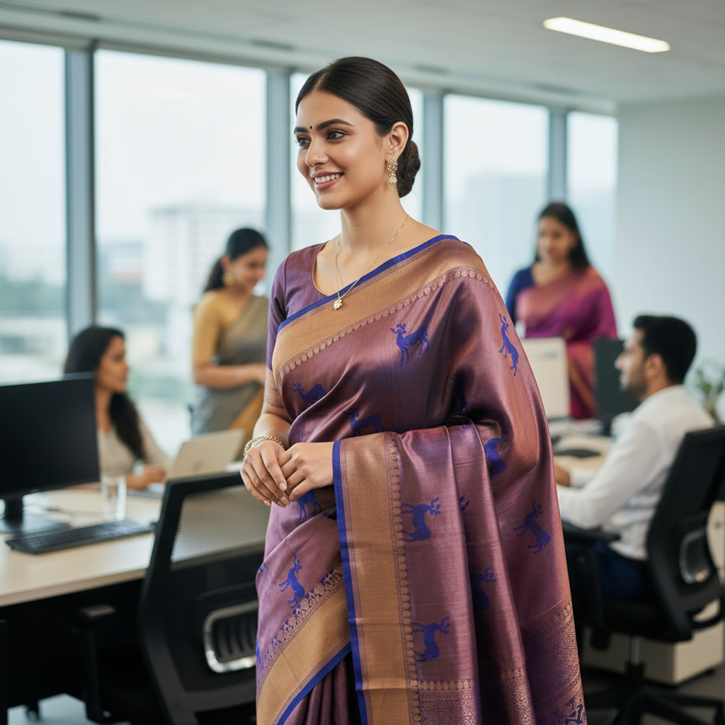 Soft Silk (TSM SS010) : Royal Blue Copper Jacquard