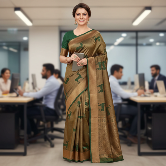 Soft Silk (TSM SS011) : Dark Green Copper Jacquard