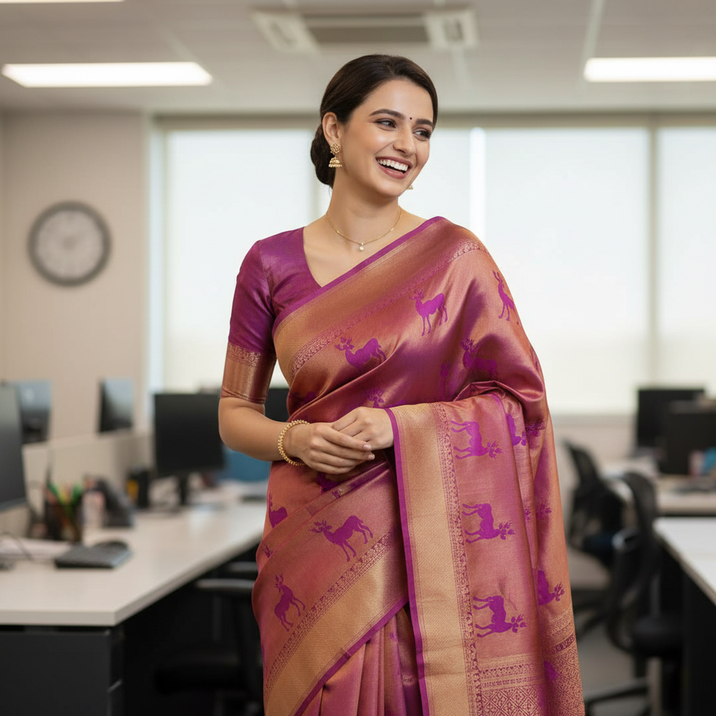 Soft Silk (TSM SS012) : Magenta Copper Jacquard