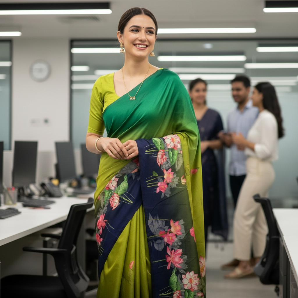 DAILY WEAR (TSM ST007) - Lotus Green-Lime Green-Navy Blue Ombre