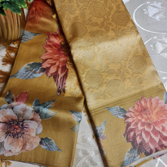 Tissue Silk (TSM TISSUESilk002) : Golden Yellow Jacquard