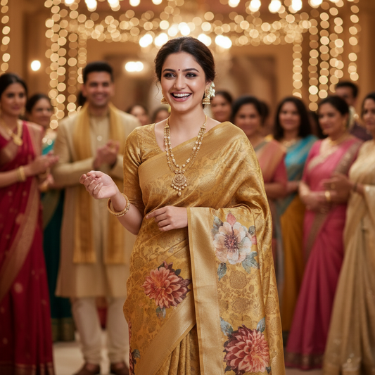 Tissue Silk (TSM TISSUESilk002) : Golden Yellow Jacquard