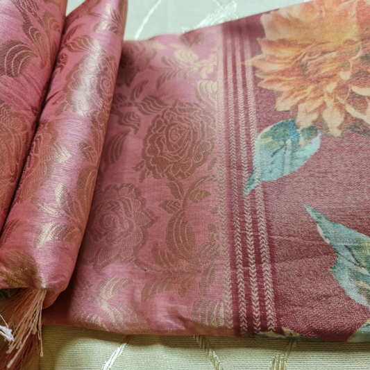 Tissue Silk (TSM TISSUESilk003) : Dusty Rose Jacquard