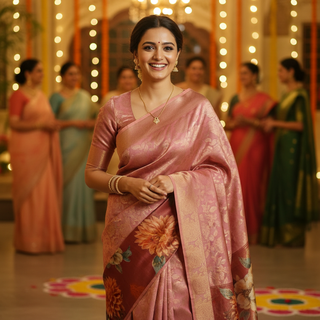 Tissue Silk (TSM TISSUESilk003) : Dusty Rose Jacquard