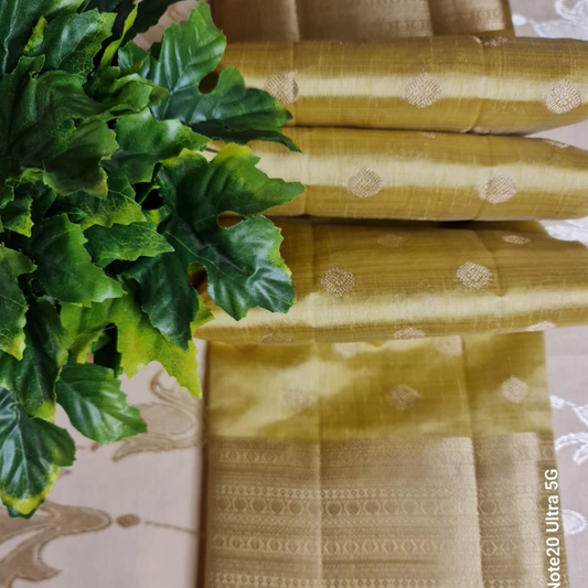 Champagne Tussar silk saree with natural shine & sheen, zari border-Elegant & Lightweight
