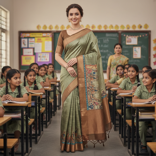 TUSSAR KALAMKARI (TSM Kalamkari003) - Green