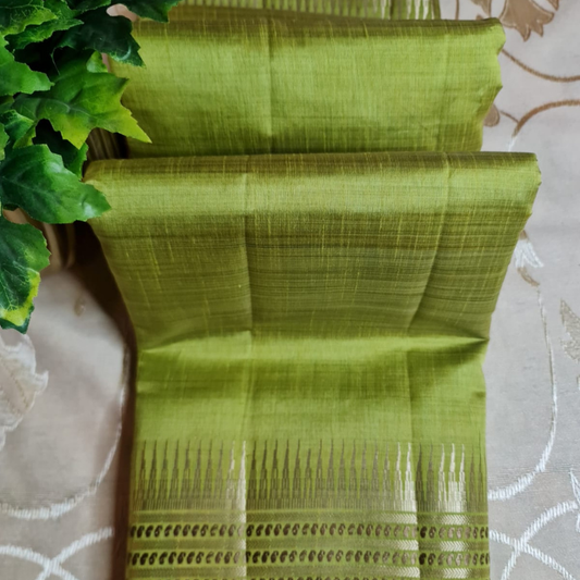 Tussar silk saree with natural shine & sheen, zari border-Elegant & Lightweight 