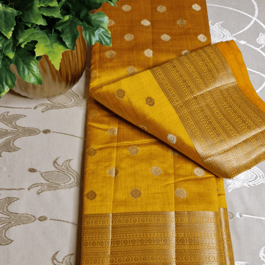 Light Orange Tussar silk saree with natural shine & sheen, zari border-Elegant & Lightweight